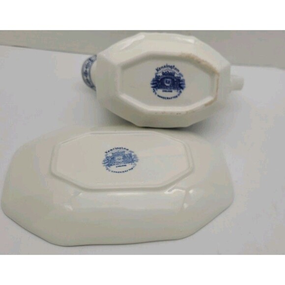 2 Piece Kensington Coventry Blue Onion Gravy Boat Underplate English Ironstone - Picture 9 of 12